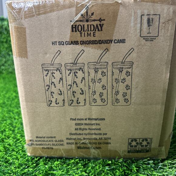 4Pcs Glass Cups With Bamboo Lids and Straws,16Oz Ice Coffee Clear 4p - Picture 8 of 8